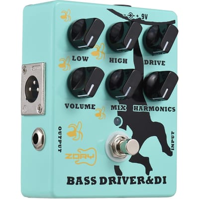 Driver et DI Box Pédale d'effet de basse pour guitare basse électrique avec sortie XLR Pédale d'ampli basse True vert