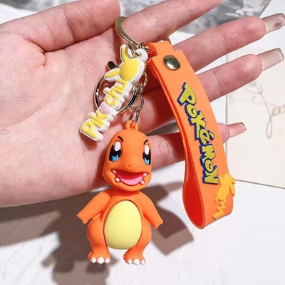 Pokemon Sleutelhanger Pikachu Anime Schattig Actiefiguur Cartoon Mode Charmander Psyduck Poppetje Sleutelhanger Auto Tas Ornamenten Kinder Cadeaus orange