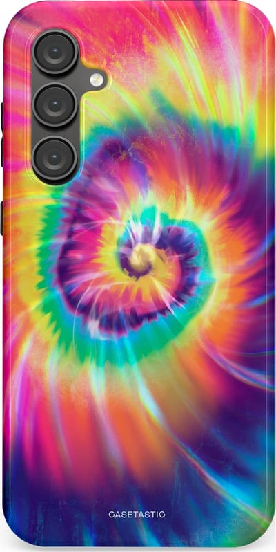 Casetastic hoesje geschikt voor Samsung Galaxy S23 FE - Dubbellaagse bescherming - Kleurrijke draaikolk - Fashion Case - Donkerblauw Roze Goud Lavendel