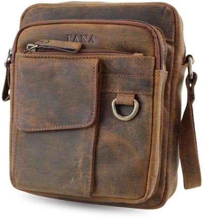 Fana Bags Leren Schoudertas Bruin Buffelleer - Heren Tas Veel Vakken - Crossbodytas Leer - Cadeau voor Mannen