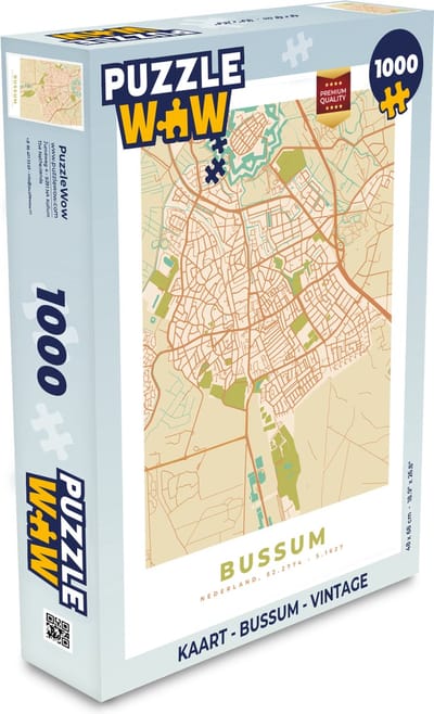Puzzel Kaart - Bussum - Vintage - Legpuzzel - Puzzel 1000 stukjes volwassenen