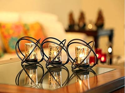 N3 Collecties Wonen-3 kopjes decoratieve theelichthouder met glas holder
