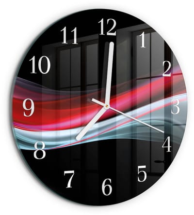 Tulup Wandklok - Abstractie Decoratieve Glazen Klok - 30fi cm - Veelkleurig Glazen Wandklok Design - Witte Handen - Ronde Wandklok - Wandklok Glas Decoratie - Gekleurde Glazen Klok
