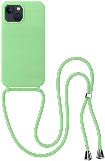 Hoes Geschikt voor iPhone 13 Mini Hoesje Met Koord - Telefoonhoesje Geschikt voor iPhone 13 Mini Backcover Met Afneembaar Koord - Groen