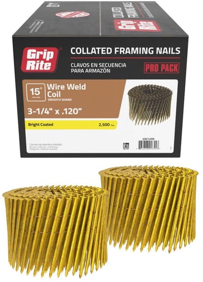 Spiraalnagels - Coil Nails - Houtconstructie - 15 graden hoek - 3-1/4 inch - Zilver