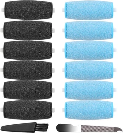 Vervangende Rollen - Voetvijl Opzetstukken - Huid Verwijderen - Dubbele Grofheid - 12 Stuks - Zwart Blauw