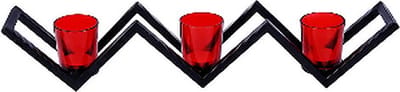 N3 Collecties Wonen-drie kopjes decoratieve theelichthouder met rood glas
