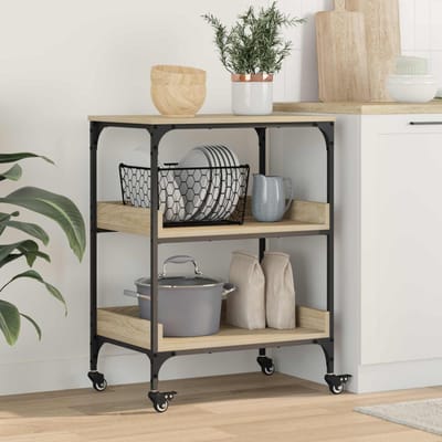 vidaXL - Keuken - Trolley - Sonoma - Eik - 60 - x - 41 - x - 80,5 - cm - Bewerkt - hout