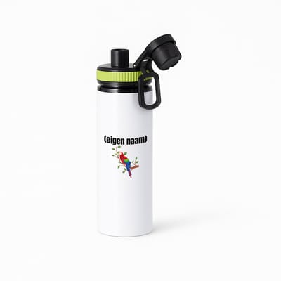 Hacebo® - papegaai op een tak met eigen naam waterfles met draaidop groen - Papegaai - papegaai liefhebbers - iemand die houdt van papegaaien - verjaardag - cadeau - kado - water fles - 850ML