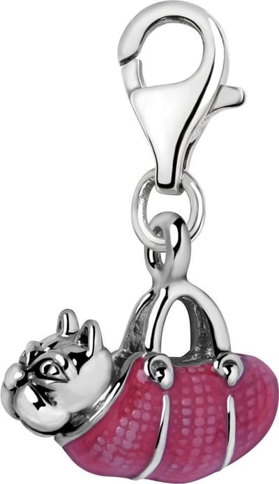 Quiges – Charm – Hanger - 3D Hond in de Tas - Verzilverd - karabijnslot - geschikt - voor - Bedelarmband - QHC174