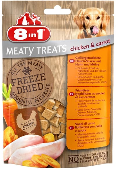 8in1 Meaty Treats Kip en Wortel - 8 x 50 gr - Voordeelverpakking