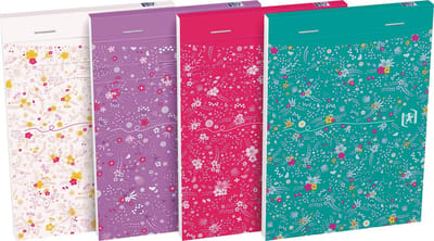 Oxford Floral softcover notitieblok, ft A6, 80 vel, gelijnd, 4 geassorteerde designs 10 stuks