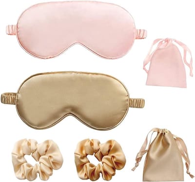Verstelbaar Slaapmasker voor Comfortabel Slapen, Ideaal voor Reizen, Naps en Ontspanning (Goud + Roze)