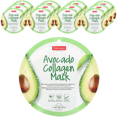 Avocado Collageen Schoonheidsmasker, 12 Vellen, 18G (0.63Oz) Elk beige