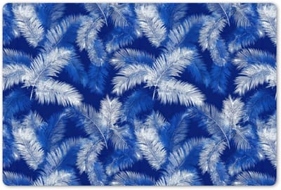 Placemats 45x30 cm - Placemat kunststof - 1 stuk - Palmblad - Patroon - Blauw - Borden onderleggers - Decoratie voor op tafel - Keuken tafeldecoratie accessoires - Vinyl onderlegger - Tafelversiering