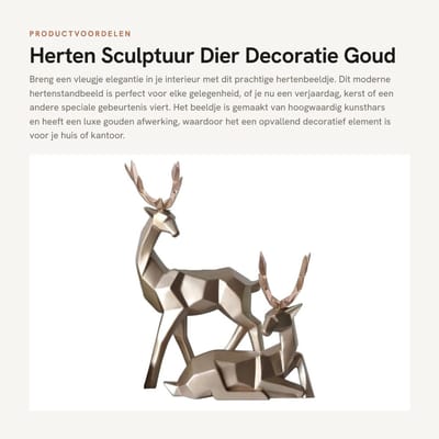 Dailygoods- Hertenstandbeeld Modern - Dierenbeeldje - Sculptuur - Decoratie - Hars - Perfecte Cadeau verpakking - Dierenbeeld