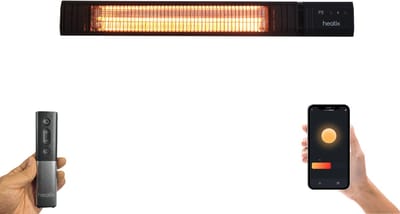 Heatix Smart Carbon Fiber Terrasverwarmer – Elektrisch Infrarood Wandmodel – 2000W – App & Afstandsbediening – 9 Warmtestanden – IP65