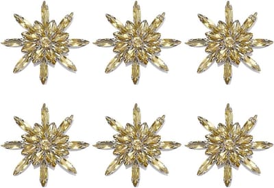 6 Stuks Sneeuwvlok Glas Strass Applique Patches 45x45mm Naai op Decoratieve Bruiloft Kralen Versieringen voor Kleding en Kostuums