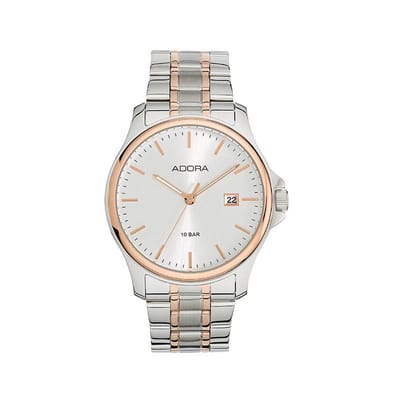 Mooi Adora  heren horloge zilver/rozekleurig AB6503