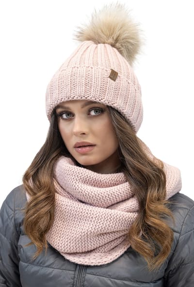 Vivisence Dames Wintermuts - Dik Breisel Met Imitatiebont Pompon En Zachte Fleecevoering - Biedt Comfortabele Warmte En Bescherming Tegen Wind En Kou Voor Dagelijks Gebruik In De Winter - Roze