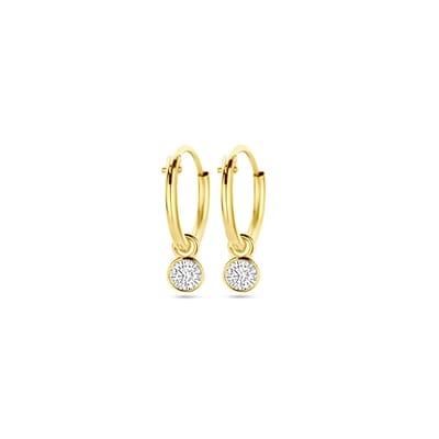 Marie Celeste oorringen met hangers zirkonia - 11 mm - Goud