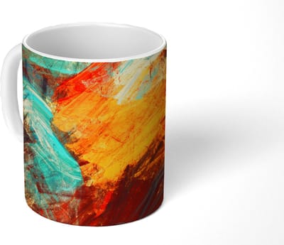 Mok - Koffiemok - Schilderij - Abstract - Olieverf - Mokken - 350 ML - Beker - Koffiemokken - Theemok