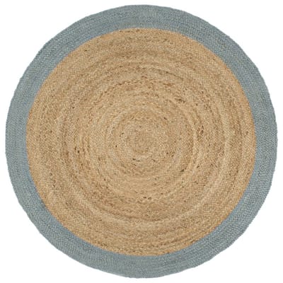 vidaXL - Vloerkleed - handgemaakt - met - olijfgroene - rand - 210 - cm - jute