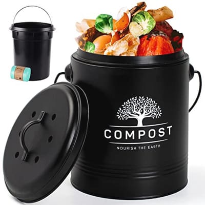 Compostbak voor keuken - 1,3 gallon met deksel, kleine compostemmer voor binnen