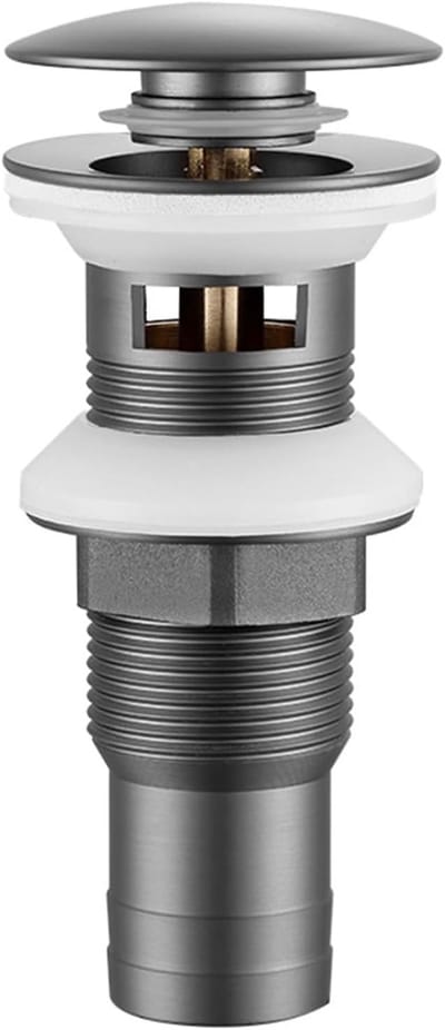 Afvoerplug Wasbak - Pop-up Stop - Waterdicht Maken - Volledig Koper - 12x66cm - Gun Gray