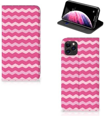 Apple iPhone 11 Pro Max Hoesje met Magneet Waves Pink