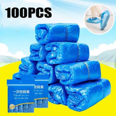 100 PIÈCES Couvre-chaussures Épaissis Jetables Imperméables, Couvre-pieds Antidérapants en Plastique Non-Tissé, Couvre-chaussures Universels Imperméables pour Usage Intérieur et Extérieur 100pcs bleu