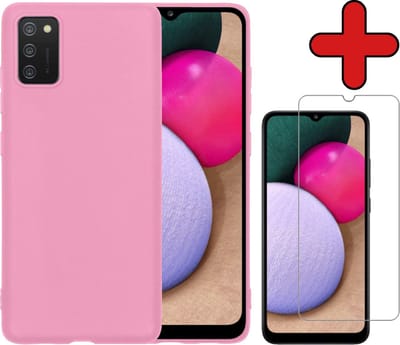 Hoesje - Met Screenprotector - Geschikt voor Samsung Galaxy A03s - Sterk & Shockproof - Telefoon Hoes - Back Cover - Siliconen Case - Telefoonhoes - Lichtroze