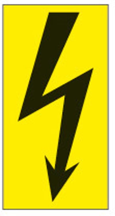Elektriciteit sticker, geel zwart 50 x 100 mm