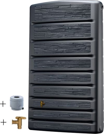 Graf regenton Extra Slim 400 L grafiet - met kraantje - met vulautomaat voor ronde regenpijpen
