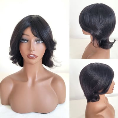 Braziliaanse Remy pruik 12 inch - steil real human hair - menselijke haren - none lace pruik