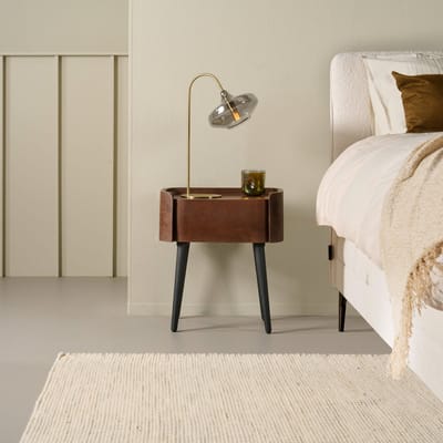 Nachtkastje Maurik - Mangohout - Bruin / Zwart - 51x55x31 cm (BxHxD) - Met lade