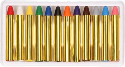 PartyDeco schminkkrijtjes set - 12x - multi kleuren - carnaval/halloween