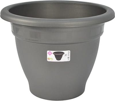 Grijze ronde plantenpot/bloempot kunststof diameter 50 cm - Plantenbakken/bloembakken voor buiten