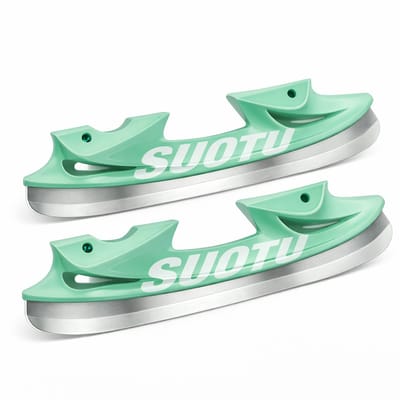 Suotu IJshockeyaccessoires - 1 Set RVS Lemmet en Beschermer voor Schaatsen - Vervangende lemmeten - Geschikt voor de Suotu S78 Skeelers Maat: EUR 28-30 - Wit/Groente