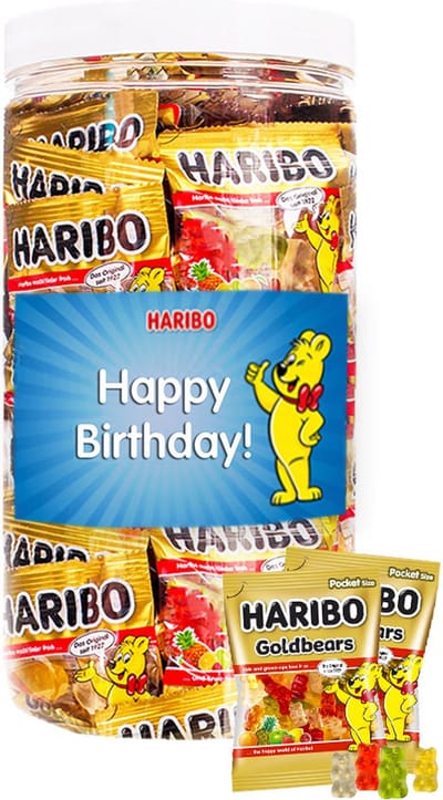 Haribo Goudberen "Happy Birthday!" - snoepcadeau - verjaardagscadeau - fruitsmaken - 600g