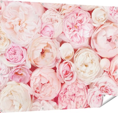 Gards Tuinposter Witte Roze Rozen Boeket - Bloemen - 150x120 cm - Tuindoek - Tuindecoratie - Wanddecoratie buiten - Tuinschilderij