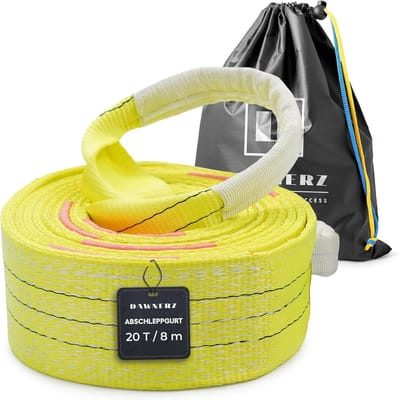 Sleepkabel voor zware lasten, 20 ton, 8 m - hoogvermogen offroad sleepriem voor campers en lichte voertuigen
