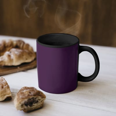 Magische Mok - Foto op Warmte Mokken - Koffiemok - Oh hi - Paars - Cursief - Magic Mok - Beker - 350 ML - Theemok - Mok met Tekst