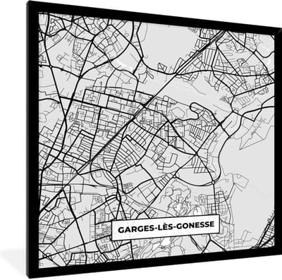 Fotolijst incl. Poster - Garges-lès-Gonesse - Frankrijk - Plattegrond - Kaart - Stadskaart - 40x40 cm - Posterlijst