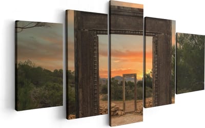 Artaza Canvas Schilderij Vijfluik Cale Llentia Deur Opening in Ibiza  - 100x50 - Foto Op Canvas - Canvas Print