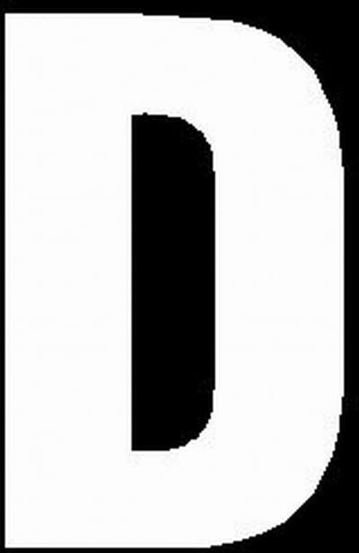 Lettersticker D WIT 10x5cm, plakletter, huisnummersticker, toevoeging huisnummer