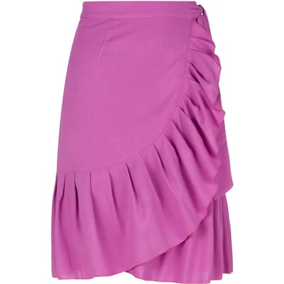 Roze wikkelrok met ruches