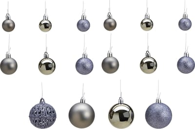 G. Wurm Kerstballen - set 50x st - grijs - mix 3, 4 en 6 cm - kunststof - pakket - kerstversiering