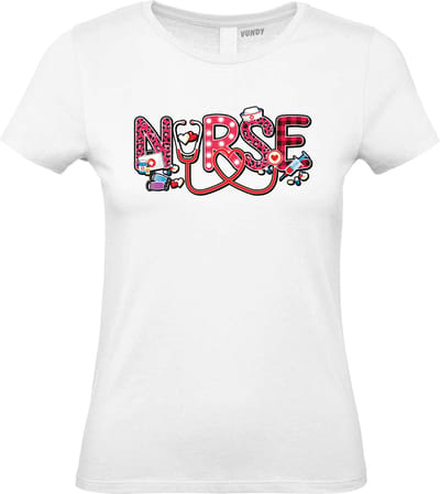 Dames t-shirt Valentine Love Nurse | Valentijn cadeautje voor haar | Valentijn | Valentijnsdag voor vrouwen | Wit Dames | maat S