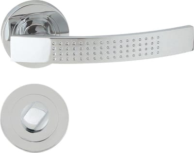 Domino® Deurkrukgarnituur ALMA-R ECO M6 - Chroom gespoten - WC met Ronde Rozette - Deurbeslag van aluminium - Deurklink voor badkamer, kelderdeur en binnendeur